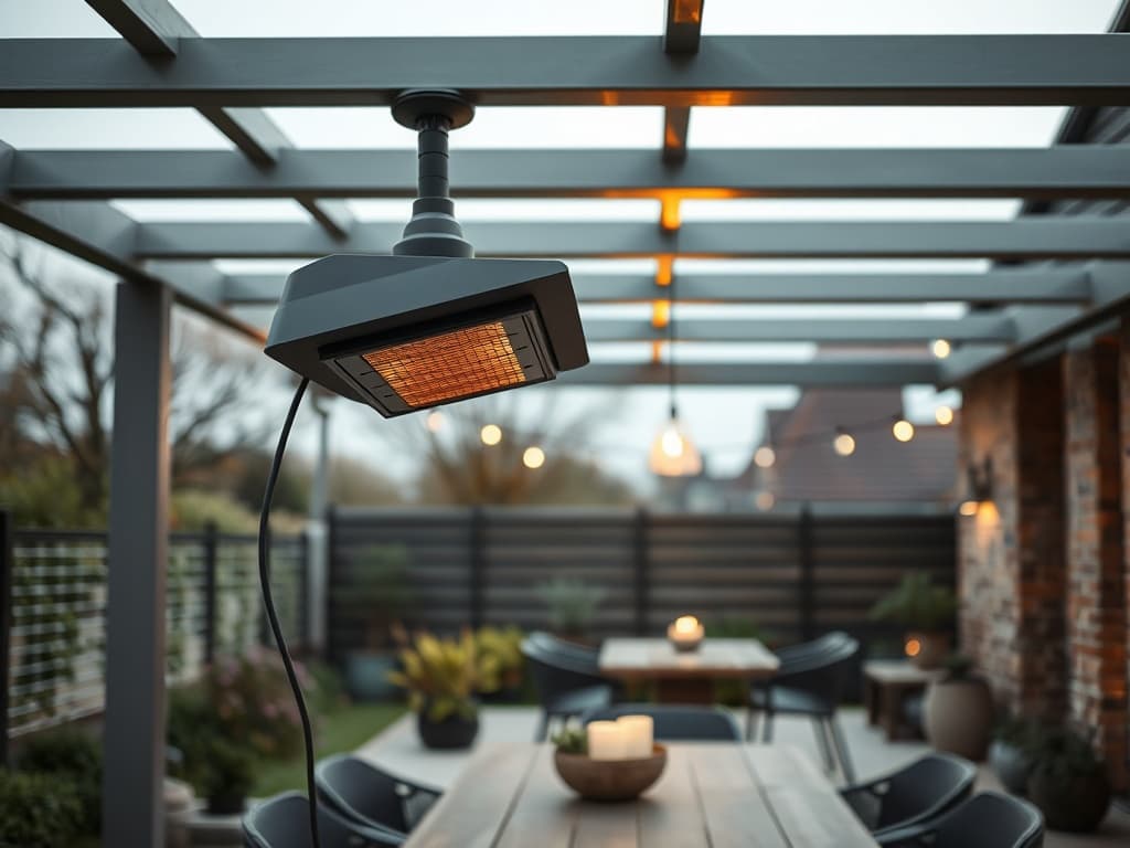 Hangende heater voor pergola — conceptweergave