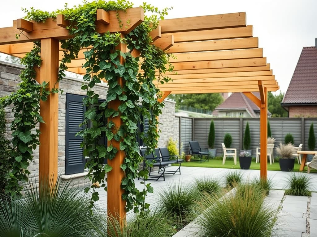 Houten pergola douglas — conceptweergave