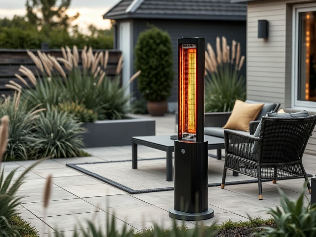 Staande terrasheater — conceptweergave