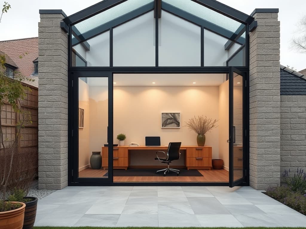 Geïsoleerde tuinkamer 20 m² — conceptweergave