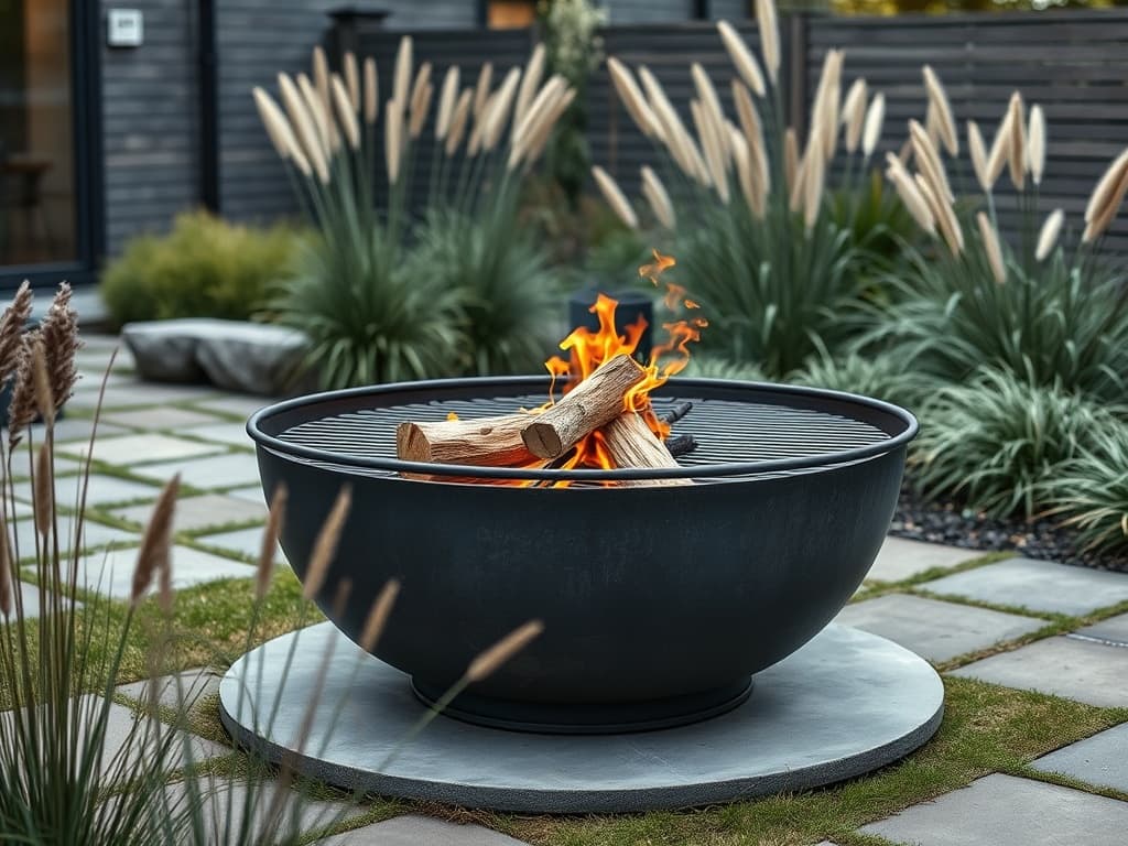 Vuurschaal 90 met grillring — conceptweergave