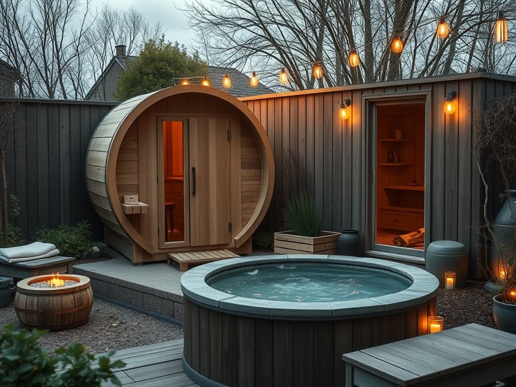 Wellness-hoek met barrelsauna